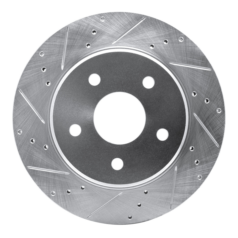 Jeep J8 Brake Rotor (1) - Front Left - R1 Concepts - Drilled & Slotted - Silver - `08-`12